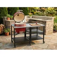 Utekök Kamadogrill AU-21 (47 cm)  Vinröd | Keramisk grill med integrerad arbetsstation