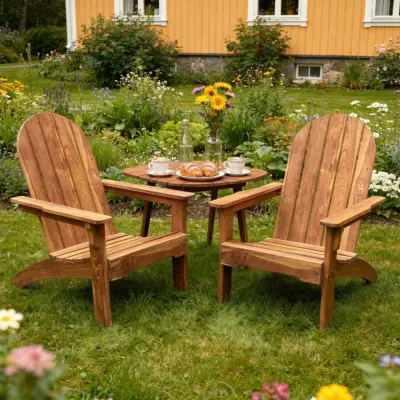 Adirondack-stol i teak  Klassisk trädgårdsstol för uteplats&altan | 95 cm hög rygg