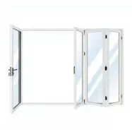 Vikbar altandörr 2,74x2 m vit | aluminiumram med enkelglas | 3 vikbara dörrar