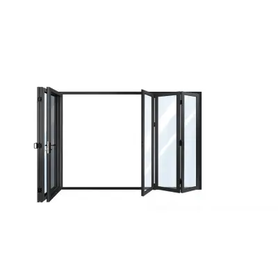 Vikdörr altan 3,65 x 2,43 m | Vit aluminiumram med härdat glas, underhållsfritt Bi-Fold system