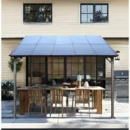 Altantak 3×3 m | Väggmonterat tak i stål/aluminium med polykarbonat | Grå