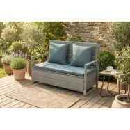 Bänk med dynförvaring 129 cm | Grå konstrotting | Dynor ingår | Boxvik