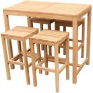 Matgrupp bar teakträ 4 stolar 120x70 cm utomhus altan + Textilimpregnering för utemöbler