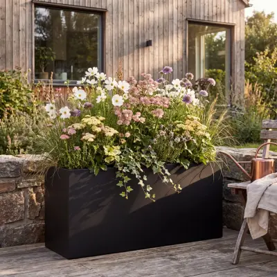 Blomlåda 90×30×60 cm | Svart galvaniserat stål