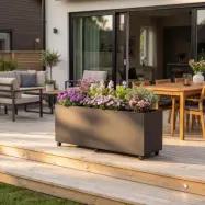 Blomlåda i stål | 120x40x60 cm | Svart | För utomhusbruk