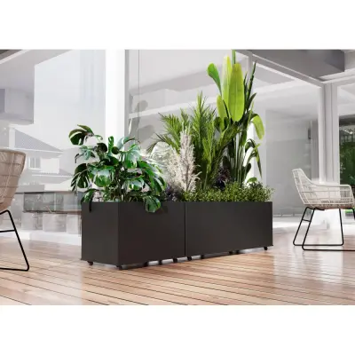 Blomlåda i stål | 120x40x60 cm | Svart | För utomhusbruk