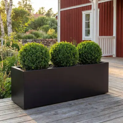 Blomlåda i stål | 80×40×60 cm | Svart