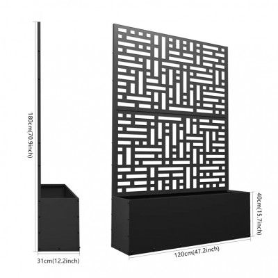 Blomlåda med spalje | 120x180cm | Stål | Svart