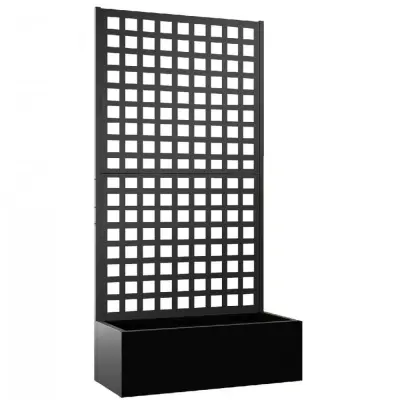 Blomlåda med spalje | 90x180cm | Stål | Svart