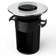 Eldstad med grillplatta i rostfritt stål | 58 cm fire pit | Svart