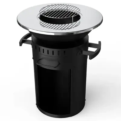 Eldstad med grillplatta i rostfritt stål | 58 cm fire pit | Svart