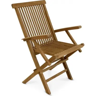 Fällbar teakstol med armstöd för uteplats och trädgård | Värmdö | 2-pack