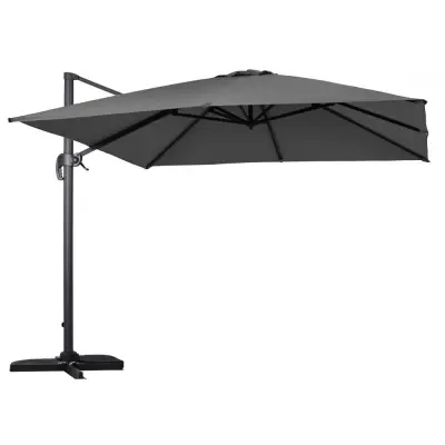 Hängparasoll 3x3 m mörkgrå med aluminiumstomme och kryssfot | Corsica