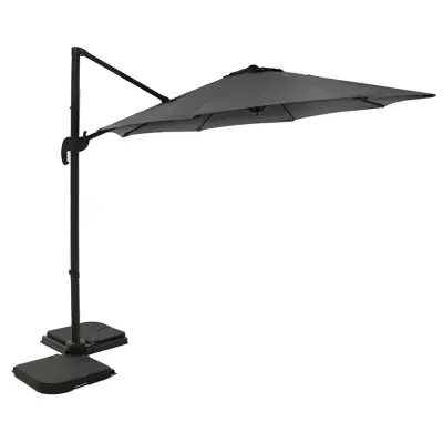 Hängparasoll med vevfunktion | Ø350 cm | Mörkgrå