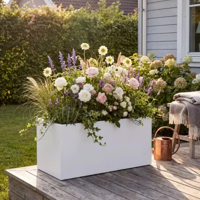 Hög blomlåda 120×30×60 cm i galvaniserat stål | Vit