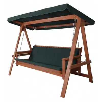 Hammock i Meranti-trä | Fällbart ryggstöd&soltak | Klassisk design | 300 kg maxvikt