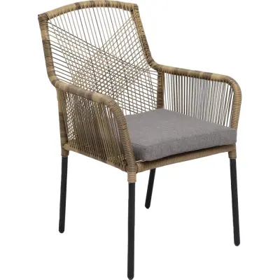 Karmstol i vädertålig konstrotting och aluminium | Ystad