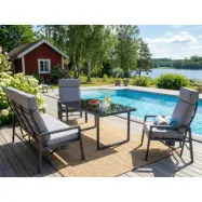 Loungegrupp i aluminium med recliner  Soffa, 2 stolar&bord | Apelviken