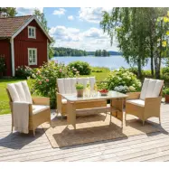 Loungegrupp med bord i beige  2 stolar&2-sitssoffa | Gillinge