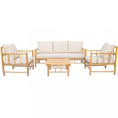 Loungegrupp/soffgrupp i bambu | Dynor med avtagbar klädsel | Lovön