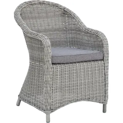 Utomhusfåtölj i grå konstrotting | Bekväm dyna&metallram | Malgovik