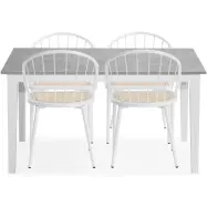 Matgrupp med 4 stolar | Grå och vit | Hedlunda