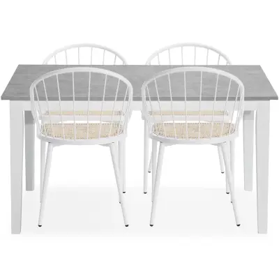 Matgrupp med 4 stolar | Grå och vit | Hedlunda