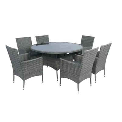 Matgrupp Tylösand Grå  6 platser | Runt bord Ø135 cm&6 stolar med dynor