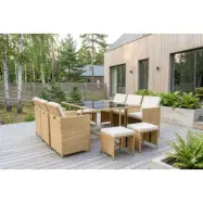 Matgrupp/Utegrupp 10 platser |  6 Stolar&4 Pallar | Skärhamn  beige