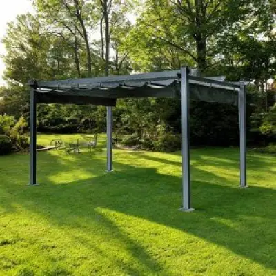 Pergola 4x3m aluminium soltak trädgårdspaviljong altan