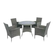 Rund matgrupp | Bord Ø100 cm&4 stolar med dynor | Tylösand  Grå