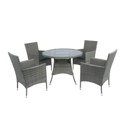 Rund matgrupp | Bord Ø100 cm&4 stolar med dynor | Tylösand  Grå