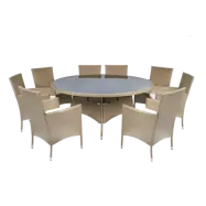 Rund matgrupp 8 stolar i beige  Tylösand