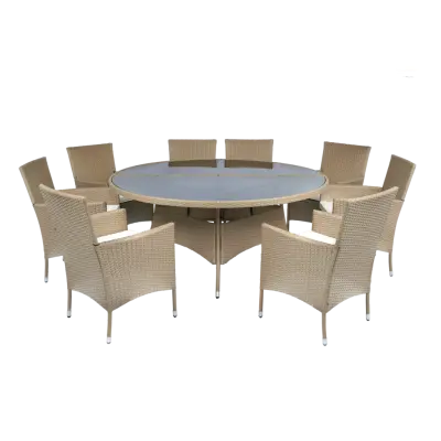 Rund matgrupp 8 stolar i beige  Tylösand