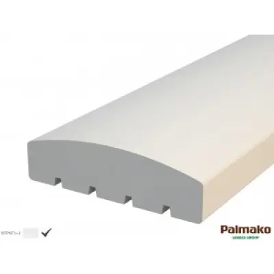 Rundad överliggare till altanräcke - 34x120x2100 mm - Vit