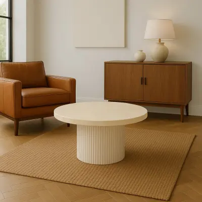 Runt matbord i travertin-look | Ø80 cm | Laxö