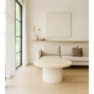 Runt soffbord i travertin-look | Ø80 cm | Laxö