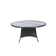 Runt utematbord med härdat glas | Ø150 cm | Tylösand svart