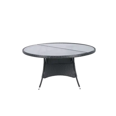 Runt utematbord med härdat glas | Ø150 cm | Tylösand svart