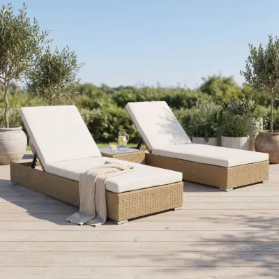 Solsängset med bord | Natur | 70×198×3036 cm | Galvaniserad stålstomme | Astrid