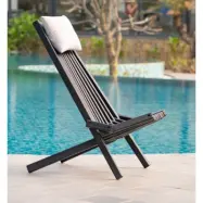 Solstol med nackkudde | Svart | Calcutta