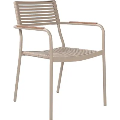 Stapelbar utestol i khaki med trälook och metallstomme | Pino