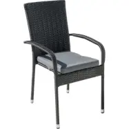 Stapelbar utestol med dyna |  Svart konstrotting med grå sittdyna | Majken