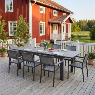 Underhållsfria utemöbler 180-240 cm | 8 stolar | Lyfco Waxholm