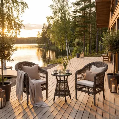 Utegrupp i konstrotting | 2 stolar med sidobord | Camilla Cafeset