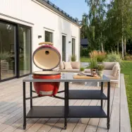 Utekök Kamadogrill AU-21 (47 cm)  Vinröd | Keramisk grill med integrerad arbetsstation