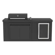 Utekök med kylskåp  Svart | Gasolgrill i rostfritt stål med keramisk bänkskiva och infraröd brännare