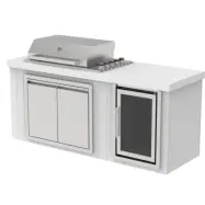 Utekök med kylskåpt | Gasolgrill i rostfritt stål med granitbänk (4 brännare) | Vit