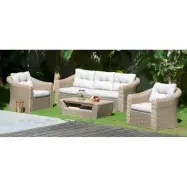 Utemöbelgrupp 3-sits soffa&fåtöljer | Natur konstrotting&aluminium | Saint Tropez