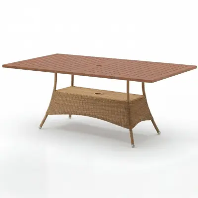 Utematbord 180 cm i Teak&Konstrotting  Exklusivt Trädgårdsbord för 68 personer | Yxland